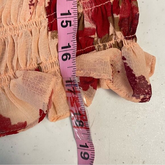 Free People  Daphne Blouse In Romantic Combo smocked longsleeve lace top‎ sz S - Picture 10 of 10